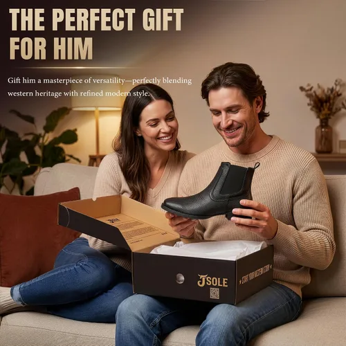 Vista 4 de J's.o.l.e - Botas vaqueras para hombre con punta cuadrada Chelsea Negro