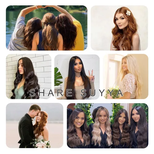 Vista 6 de SUYYA Extensiones de cabello humano real con pinzas, 7 piezas de extensiones de cabello humano Remy liso con clip, para mujer, doble trama, 12 #1