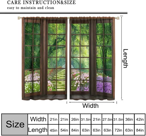 Vista 116 de Cortinas de paisaje, ventana 3D, primavera, bosque, vida silvestre, paisajes de naturaleza, dormitorio, sala de estar, cortinas térmicas opacas de 2