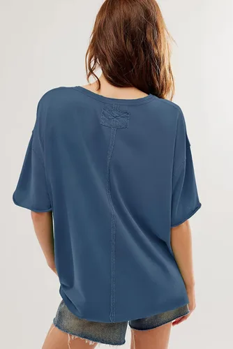Vista 2 de Camisetas de gran tamaño para mujer, ajuste holgado, cuello redondo, manga corta, camisetas de verano