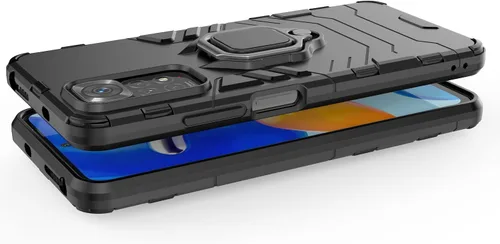 Vista 5 de Funda para Xiaomi Redmi Note 11/Note 11S (no 5G) con protector de pantalla de vidrio templado híbrido resistente Armadura protectora con soporte