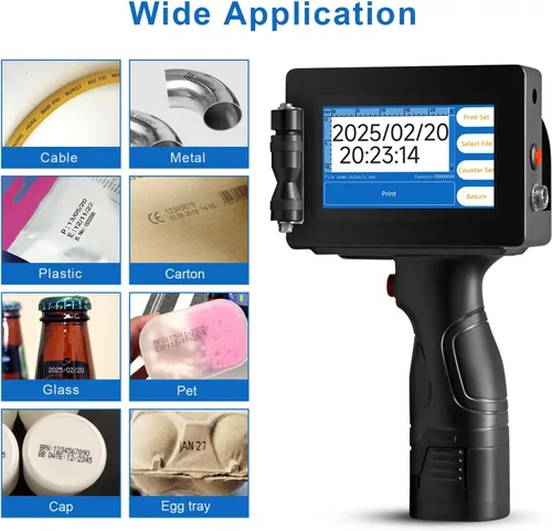 Vista 4 de PEKOKO LB100S Impresora de inyección de tinta térmica TIJ portátil inteligente de mano de 0.500 in en línea QR Bar Lote Número de fecha Máquina