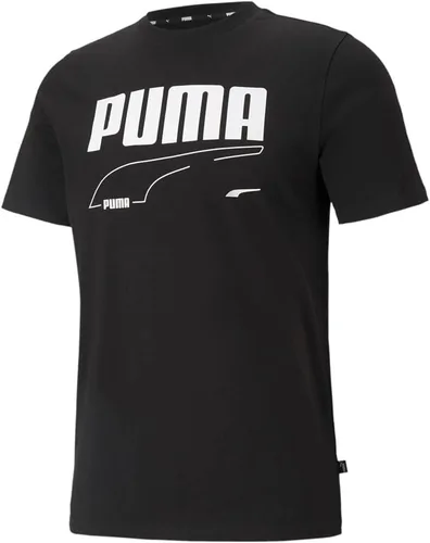 Vista 3 de Puma Hombres Logo Crew Cuello Manga Corta Bt Atlético Tops Casual - Negro