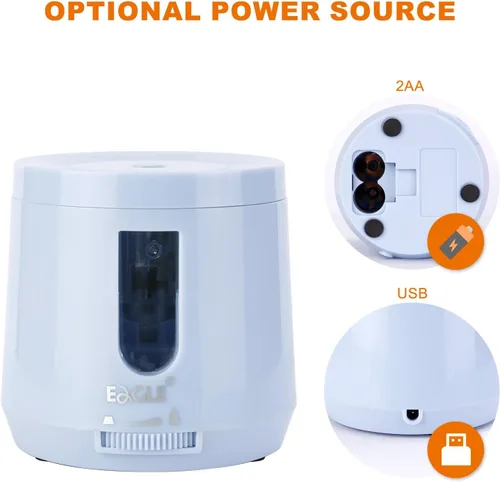 Vista 3 de Eagle Sacapuntas con batería/USB, sacapuntas eléctrico con alta capacidad, función de parada automática, puntos de lápiz ajustables, perfecto