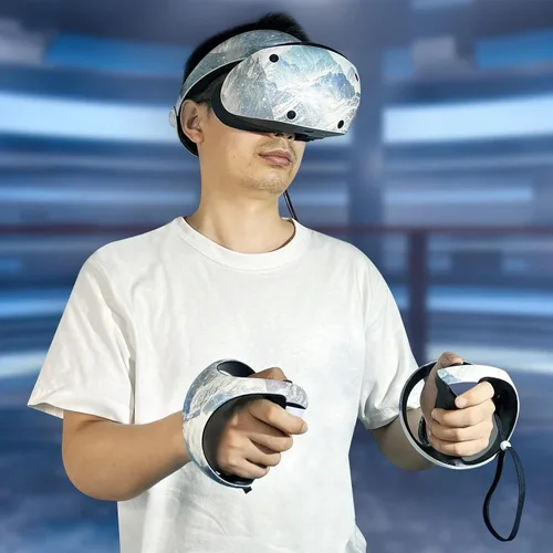 Vista 6 de Playstation VR2 Accesorios, PSVR2 Skin, PS5 VR2 Pegatinas protectoras Adhesivos Cubierta de Vinilo - Fácil de pegar y rasgar, sin residuos