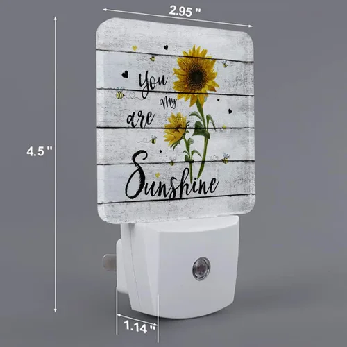 Vista 2 de Luz nocturna LED enchufable de girasol, luces nocturnas inteligentes con sensor de atardecer a amanecer, enchufe a la pared, luces nocturnas de bajo