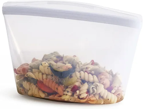 Vista 56 de Bolsa de almacenamiento reutilizable de silicona premium Stasher para sándwiches, color aqua, apta para microondas, sous vide, lavavajillas, horno
