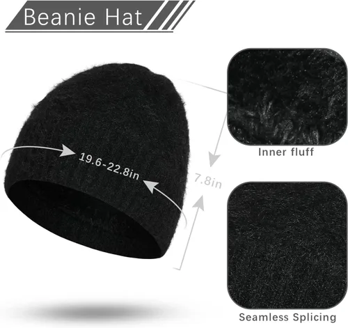 Vista 3 de ecodudo Conjunto de bufanda y gorro de invierno para mujer, conjunto de guantes para pantalla táctil con pompón para mujer