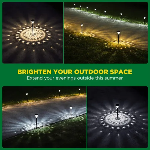 Vista 3 de URAGO Luces solares súper brillantes impermeables para exteriores, paquete de 10 unidades, del atardecer al amanecer hasta 12 horas, alimentadas por