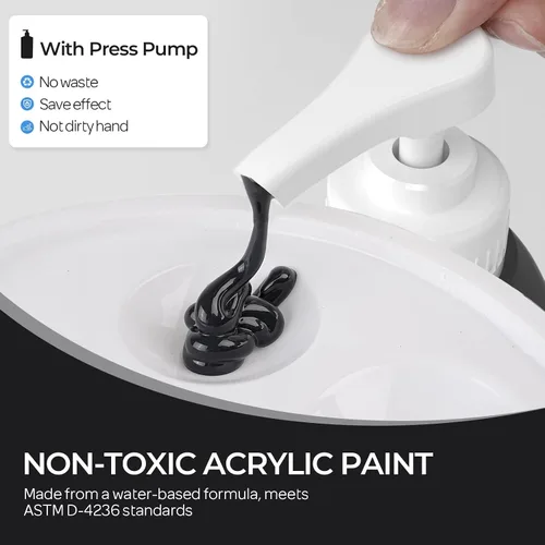 Vista 5 de Nicpro Juego de pintura acrílica grande negra (69 onzas, 69.0 fl oz), suministros de pintura artística no tóxicos para múltiples superficies