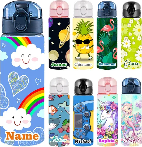 Vista 15 de Botellas de agua personalizadas con tapa, botella personalizada de 26 onzas con nombre, botellas de agua de plástico personalizadas, a prueba