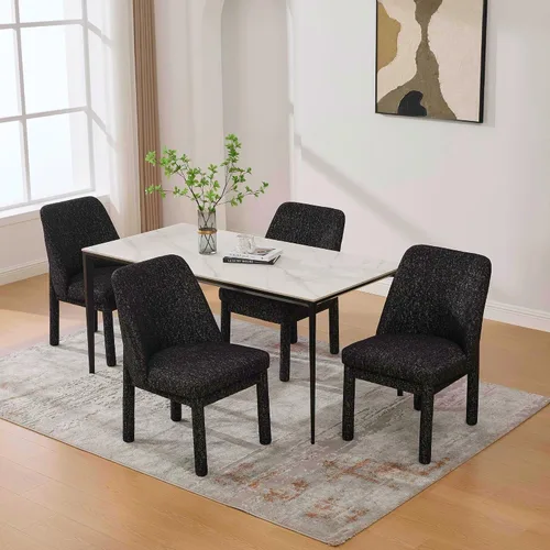 Vista 10 de Modern Minimalist Style Dining Chair,High Curved Backrest Conversation Chair,Comfortable Chenille Side Chairs for Living Beige Set of 2