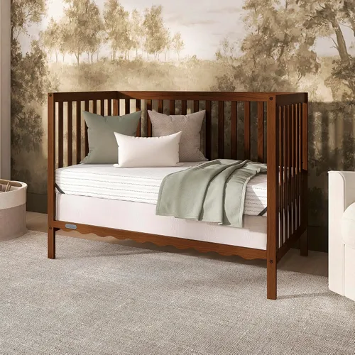 Vista 9 de Dream On Me Synergy Wave 5-in-1 Convertible Full Size Baby Crib, Walnut
