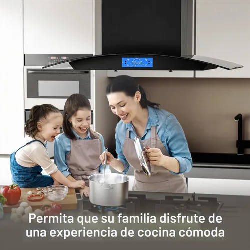 Vista 7 de FIREGAS Campana extractora negra para isla de 30 pulgadas, campana extractora de cocina para isla de 700 CFM con control táctil y por gestos