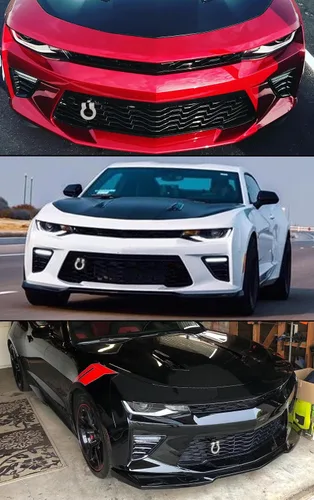 Vista 3 de Se adapta a Chevy Camaro LS LT SS ZL1 2016-2019 negro plateado parachoques plegable tornillo en tipo gancho de remolque