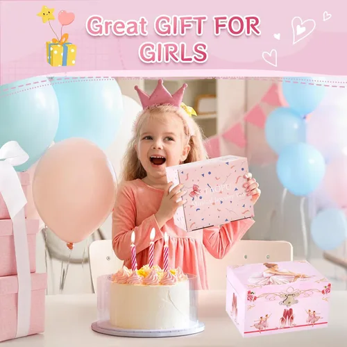 Vista 6 de Joyero musical de bailarina con bailarina giratoria para niñas, juguetes para niños, caja de música, para edades de 3 a 10 años, regalos