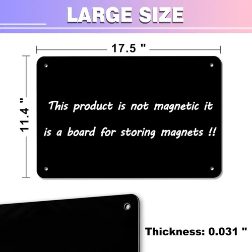Vista 2 de Pizarra magnética negra, tablero de anuncios magnético de 17.5" x 11.4" para mostrar notas magnéticas, poesía, fotos, adecuado para pared