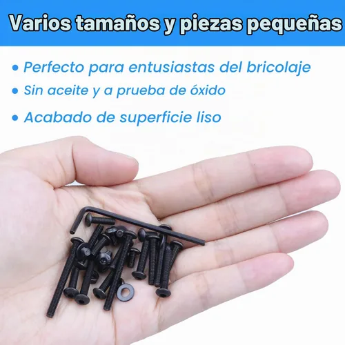 Vista 3 de Surtido de 702 tornillos métricos M3, tapa de botón hexagonal M3, tornillos de máquina M3, tornillos y tuercas surtido con llave Allen