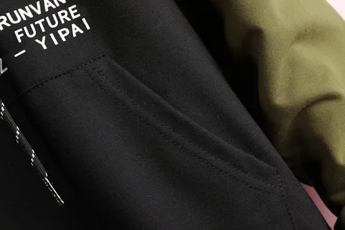 Vista 5 de GURUNVANI Sudadera con capucha de color de contraste para hombre