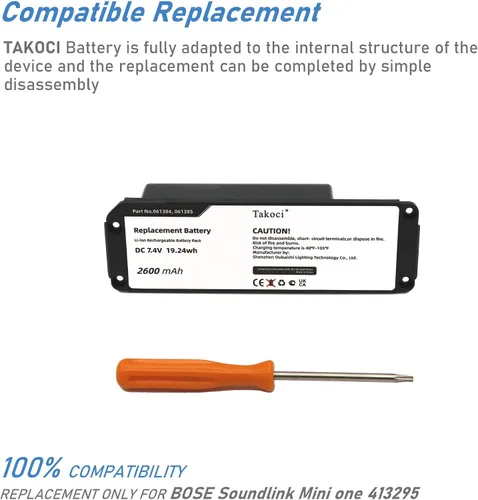 Vista 3 de Batería de repuesto para Bose Soundlink Mini one 413295 061384 061385 061386 061834 2600mAh