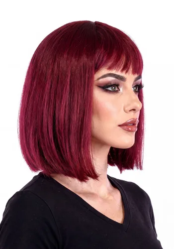 Vista 4 de Peluca de Disfraz para Mujer Barbara Ann Bob Burdeos Multicolor