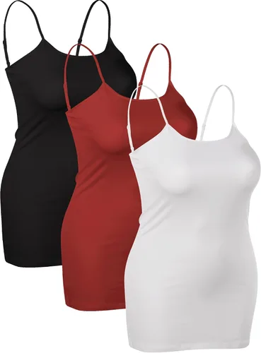 Vista 160 de Emmalise Camisola larga casual básica para mujer, con tirantes ajustables, top en capas