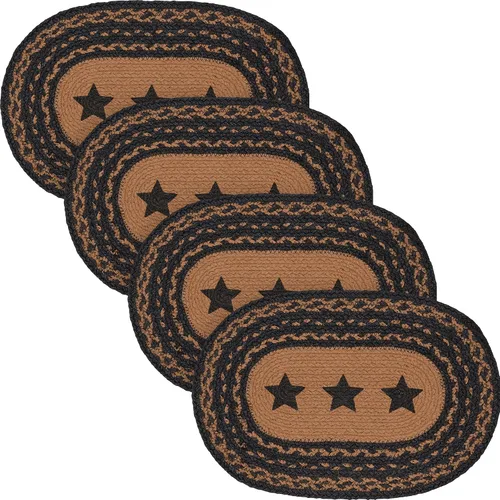 Vista 15 de VHC Brands Farmhouse Star - Mantel individual para mesa de comedor, yute trenzado, ovalado, negro tostado, 10 x 16 pulgadas