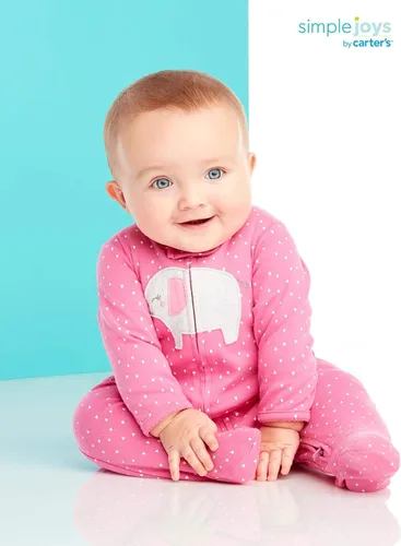 Vista 2 de Simple Joys de Carters - Paquete de 2 mamelucos de algodón con pies para bebé niña para dormir y jugar