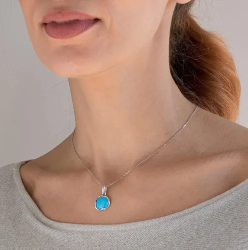 Vista 24 de 925 Sterling Silver Gemstone Necklace Women - Gemstone Pendant Necklace Silver- Birthstone Necklace - Silver Jewelry for Women- Minimalist Jewelry