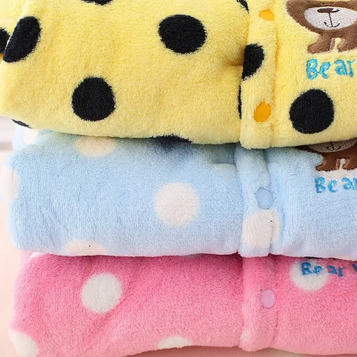 Vista 4 de Enterito grueso de invierno para bebés, de Happy Cherry, con lunares y capucha, Suave, 9-12 meses, Rosado
