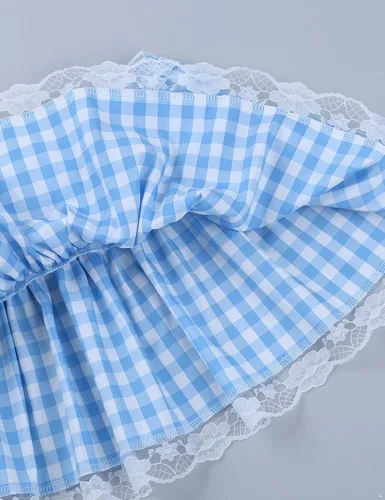 Vista 6 de Minifalda plisada para mujer con volantes y volantes de colegiala