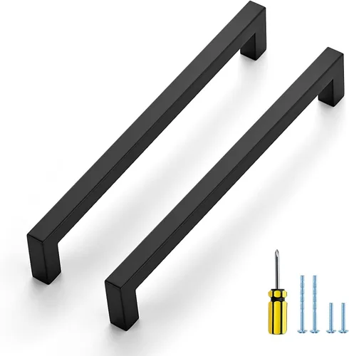 Vista 23 de Ravinte Paquete de 5 tiradores cuadrados de gabinete de 2-1/2 pulgadas, manijas negras para gabinetes de cocina, accesorios de cocina negros mate