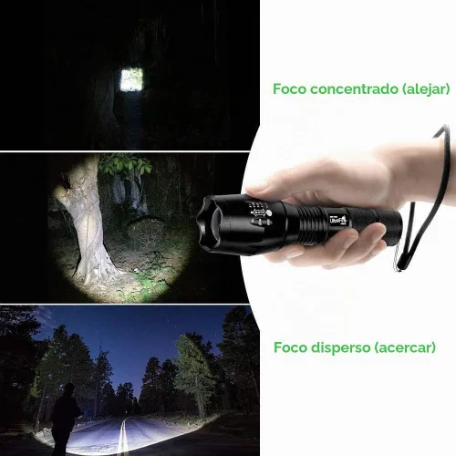 Vista 6 de UltraFire Linterna LED táctica A100 enfocable 3 colores. Lente de vidrio intercambiable 900 lúmenes máx.