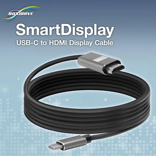 Vista 2 de BoxWave Cable compatible con Samsung Galaxy S23 Ultra - Cable SmartDisplay - USB tipo C a HDMI (6 pies), cable USB C/HDMI, negro azabache