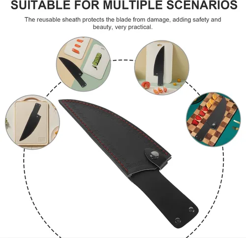 Vista 3 de CALLARON Funda de cuero para cuchillo de chef de 13 pulgadas, fundas portátiles para cuchillos, cubierta segura para cuchillos de chef, cubierta