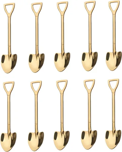 Vista 2 de Paquete de 4 cucharas de postre de 6 pulgadas con forma de pala de acero inoxidable, cucharas de helado de frutas para el hogar, cocina
