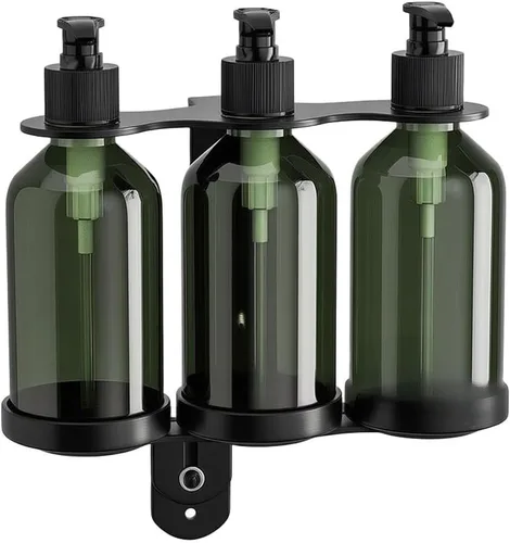 Vista 2 de Wall Mount Soap Dispenser Set 3 Bottle No-Drill