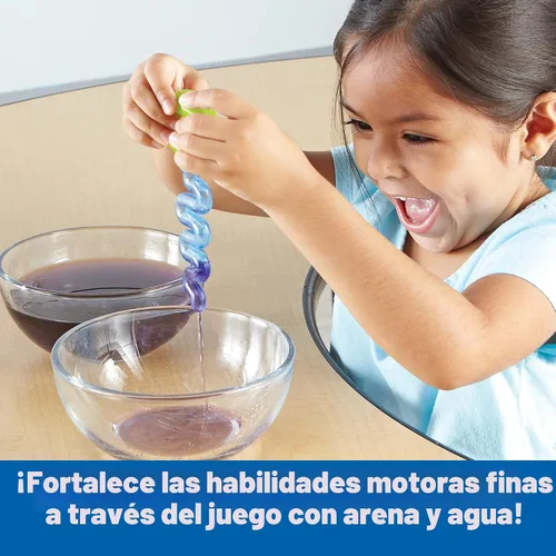 Vista 3 de Learning Resources Juego de motricidad fina de arena y agua, juguetes para ansiedad, juego de cubo de agua, herramientas de juegos esenciales