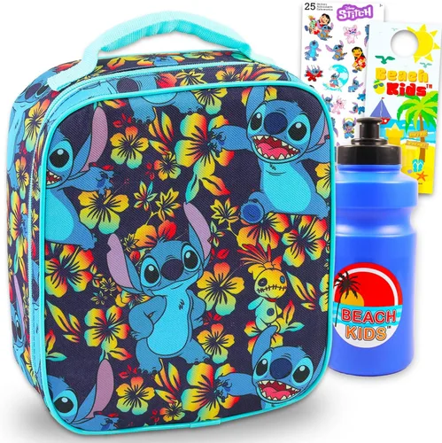Vista 5 de Disney Minnie Mouse - Bolsa de almuerzo para niñas con 2 compartimentos, botella de agua, calcomanías, más Botella de agua de Minnie Mouse