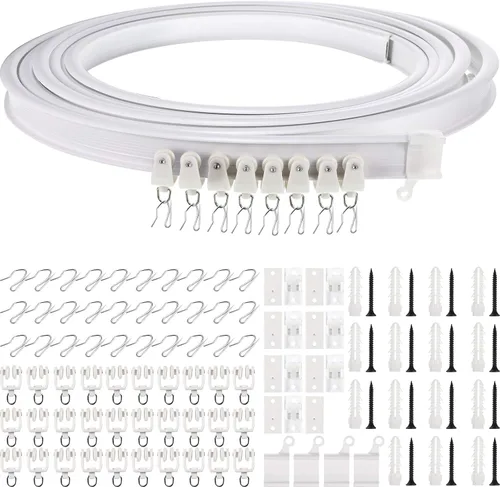 Vista 14 de Jetec Riel de cortina flexible para techo, riel flexible flexible para colgar en la pared, para sala de estar, dormitorio, barra divisora RV