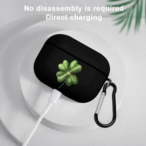 Vista 5 de Leaf Clover St-Patrick's-Days Shamrock Case Cover Compatible with Airpods Pro PC Protective Case with Keychain