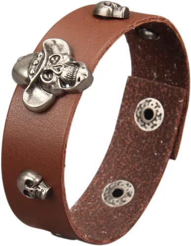 Vista 37 de Jeilwiy Pulseras de cuero punk para hombres, pulseras hechas a mano, brazalete ancho, joyería trenzada, color negro y marrón, ajustable, regalos