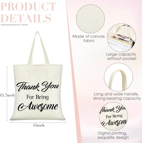 Vista 4 de Sweetude 12 piezas de regalos de agradecimiento para empleados, bolsa de mano inspiradora, bolsa de tela de apreciación a granel, bolsas de lona