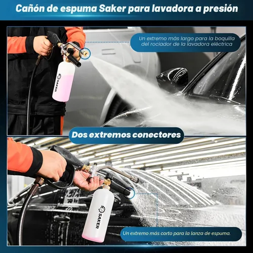 Vista 6 de Accesorio de Conector Dual de Cañón de Espuma Saker para Kit de Lavadora a Presión, con Cañón de Espuma de Conector Dual, Pistola de Lavadora a