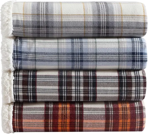 Vista 6 de Eddie Bauer - Manta, ropa de cama reversible de sherpa y forro polar cepillado súper suave, mantas de arrullo para sofá, ideal para descansar