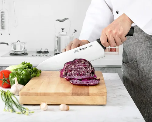 Vista 5 de Cuisine Pro - Cuchillo de chef de 12 pulgadas, hoja de acero inoxidable de alto carbono certificada NSF, borde afilado extra ancho, mango ergonómico