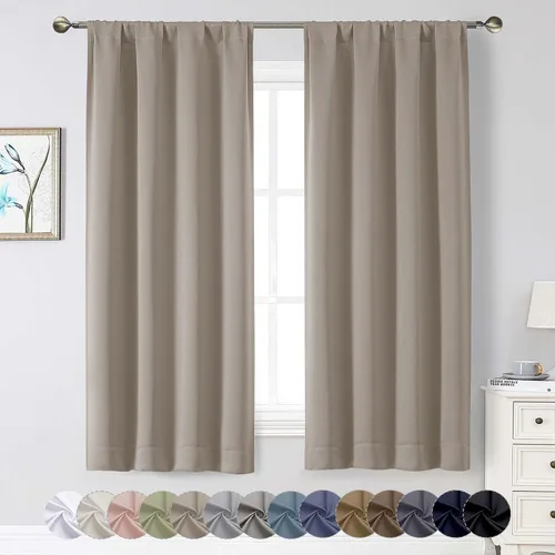 Vista 99 de Cortinas opacas para dormitorio, sala de estar, juego de 2 paneles de 54 pulgadas de largo, cortinas de oscurecimiento de habitación con aislamiento