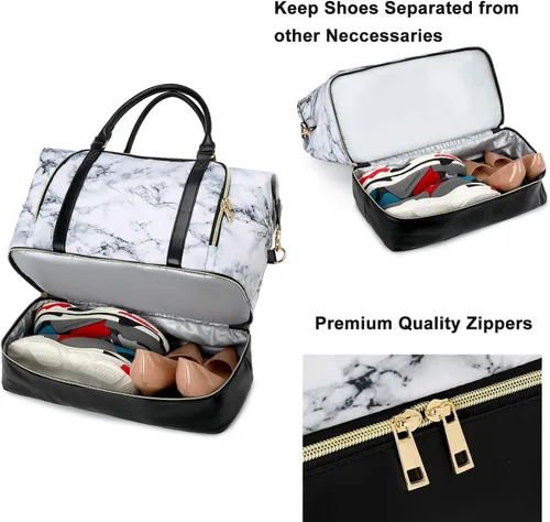 Vista 20 de CAMTOP - Bolsa de viaje de fin de semana para mujer, bolsa de lona con espacio para laptop de15.6 pulgadas