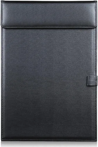 Vista 7 de KINGFOM Carpeta de archivos de escritorio de oficina de cuero A4 con clip de papel para dibujo y escritura, carpeta de archivos de tableta con clip