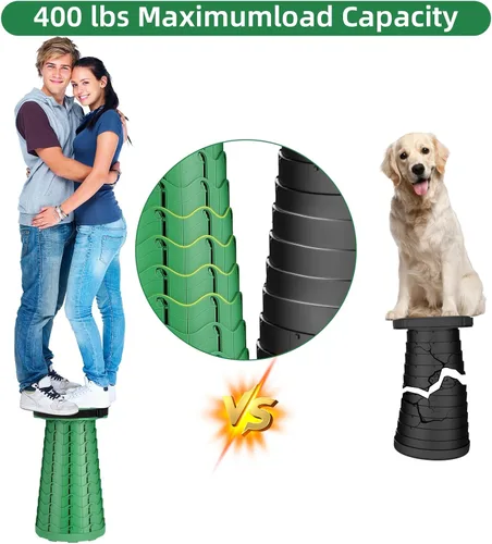 Vista 4 de Qiguet Taburete plegable, silla plegable, silla portátil mejorada con capacidad de carga de 400 libras, taburete portátil para camping, pesca